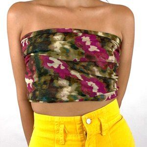 Vintage Watercolor Floral Scarf Top Crop Top Boho